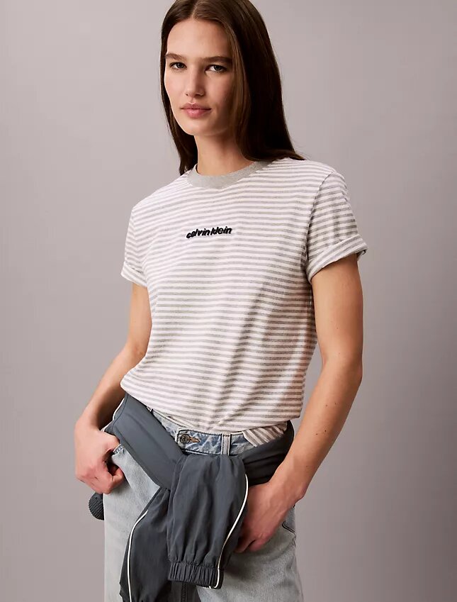 T-shirt rayé avec logo CK T-shirt rayé avec logo CK