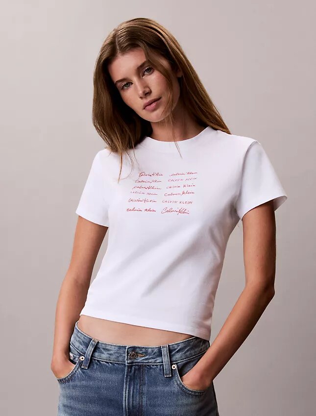 T-shirt slim avec logo en lettres T-shirt slim avec logo en lettres