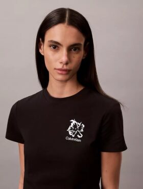 T-shirt slim avec logo floral