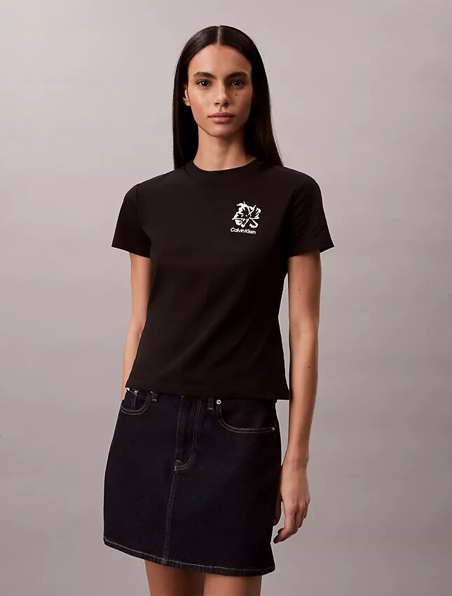 T-shirt slim avec logo floral T-shirt slim avec logo floral
