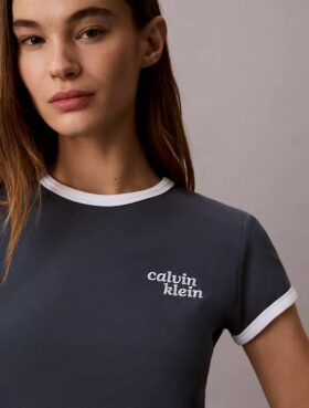 T-shirt slim à bords-côtes avec logo 1989
