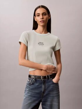 T-shirt slim à côtes avec logo graphique