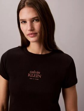 T-shirt slim à côtes avec logo graphique