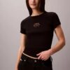 T-shirt slim à côtes avec logo graphique T-shirt slim à côtes avec logo graphique