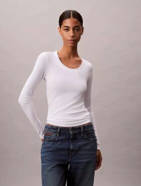 T-shirt slim en Modal stretch côtelé
