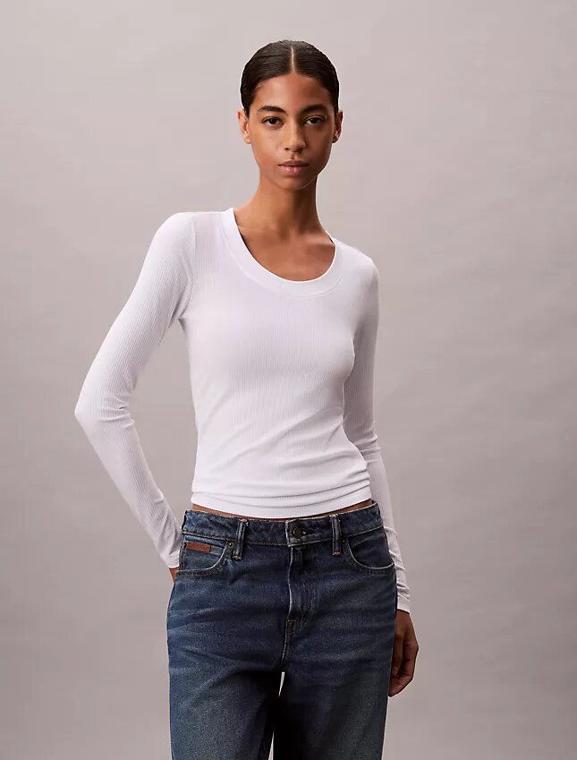 T-shirt slim en Modal stretch côtelé T-shirt slim en Modal stretch côtelé