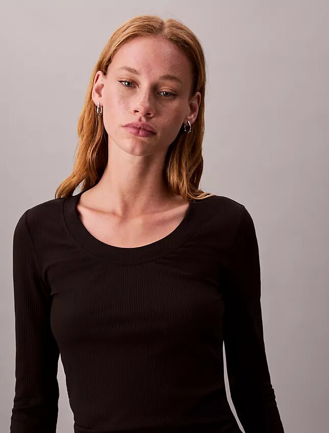 T-shirt slim en Modal stretch côtelé T-shirt slim en Modal stretch côtelé