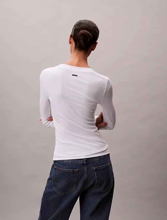 T-shirt slim en Modal stretch côtelé T-shirt slim en Modal stretch côtelé