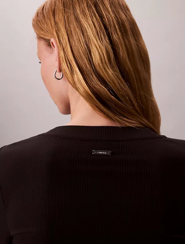 T-shirt slim en Modal stretch côtelé T-shirt slim en Modal stretch côtelé