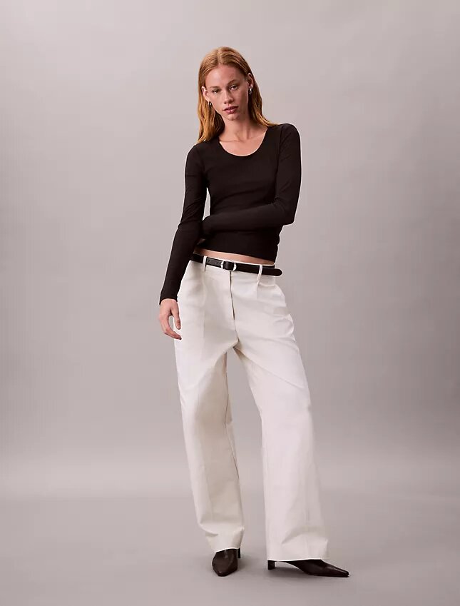 T-shirt slim en Modal stretch côtelé T-shirt slim en Modal stretch côtelé
