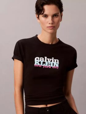 T-shirt slim à logo contrasté