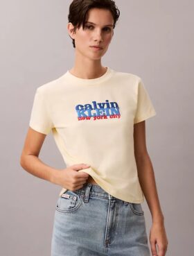 T-shirt slim à logo contrasté