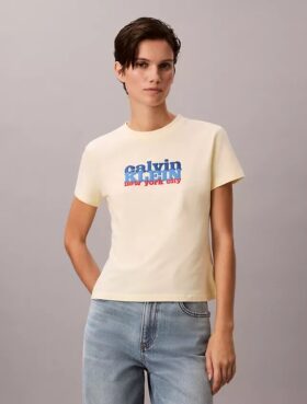 T-shirt slim à logo contrasté