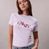 T-shirt slim à logo divisé T-shirt slim à logo divisé
