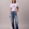 T-shirt slim à logo divisé T-shirt slim à logo divisé