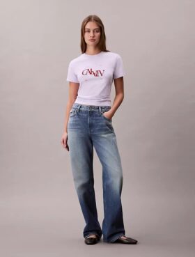 T-shirt slim à logo divisé