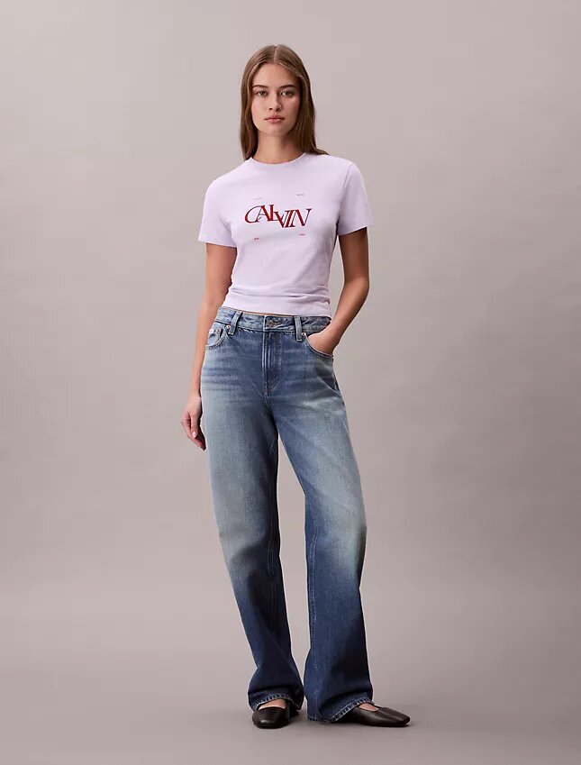 T-shirt slim à logo divisé T-shirt slim à logo divisé