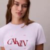 T-shirt slim à logo divisé T-shirt slim à logo divisé