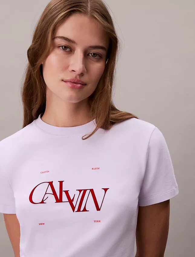 T-shirt slim à logo divisé T-shirt slim à logo divisé