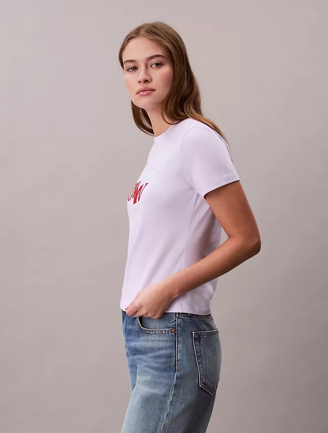 T-shirt slim à logo divisé T-shirt slim à logo divisé