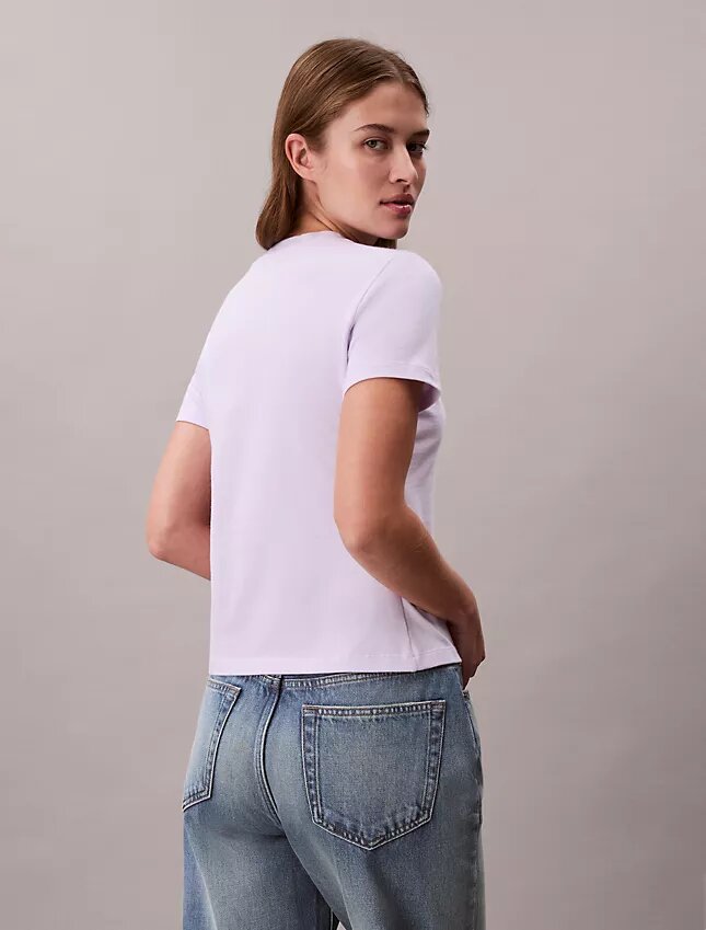 T-shirt slim à logo divisé T-shirt slim à logo divisé