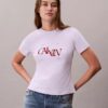 T-shirt slim à logo divisé T-shirt slim à logo divisé