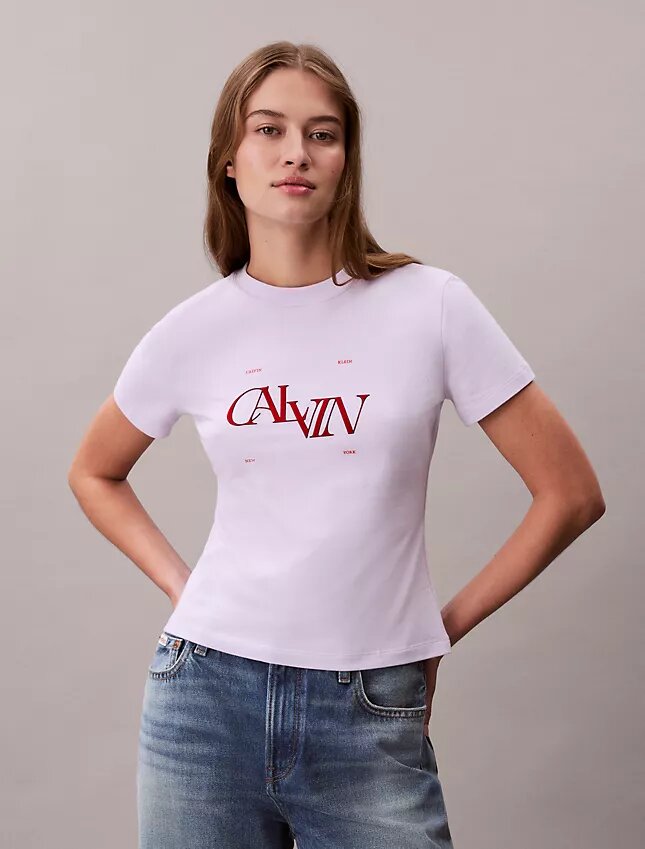 T-shirt slim à logo divisé T-shirt slim à logo divisé