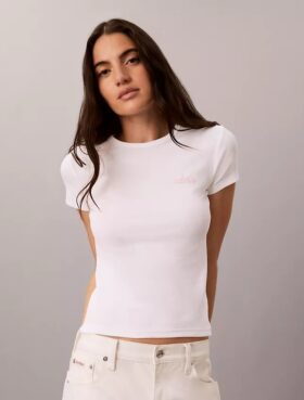T-shirt slim à logo et côtes profilées