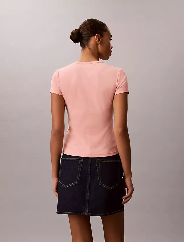 T-shirt slim à logo et côtes profilées T-shirt slim à logo et côtes profilées