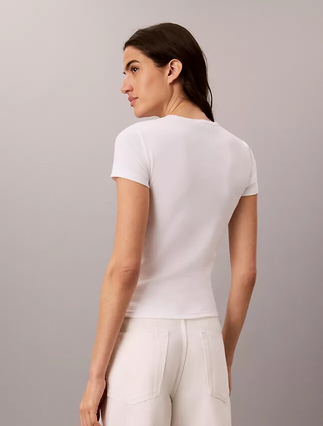 T-shirt slim à logo et côtes profilées T-shirt slim à logo et côtes profilées