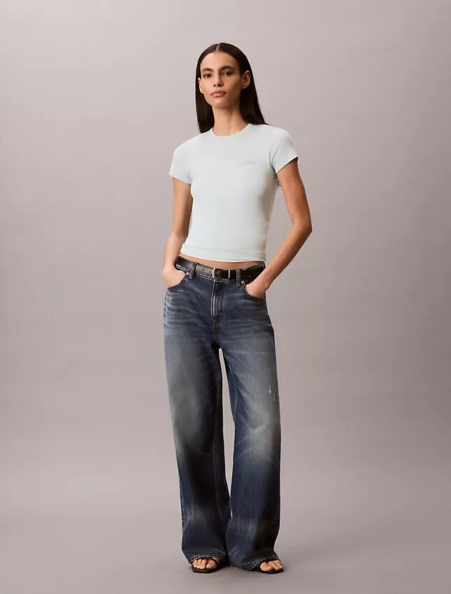 T-shirt slim à logo et côtes profilées T-shirt slim à logo et côtes profilées