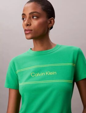 T-shirt slim à motif logo rayé
