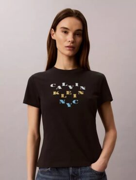 T-shirt slim à volants avec logo