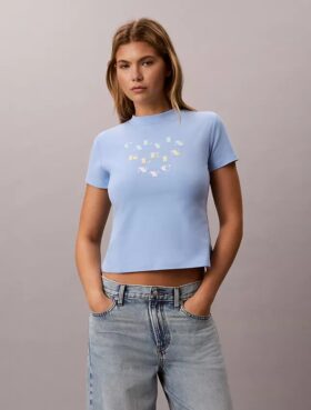 T-shirt slim à volants avec logo