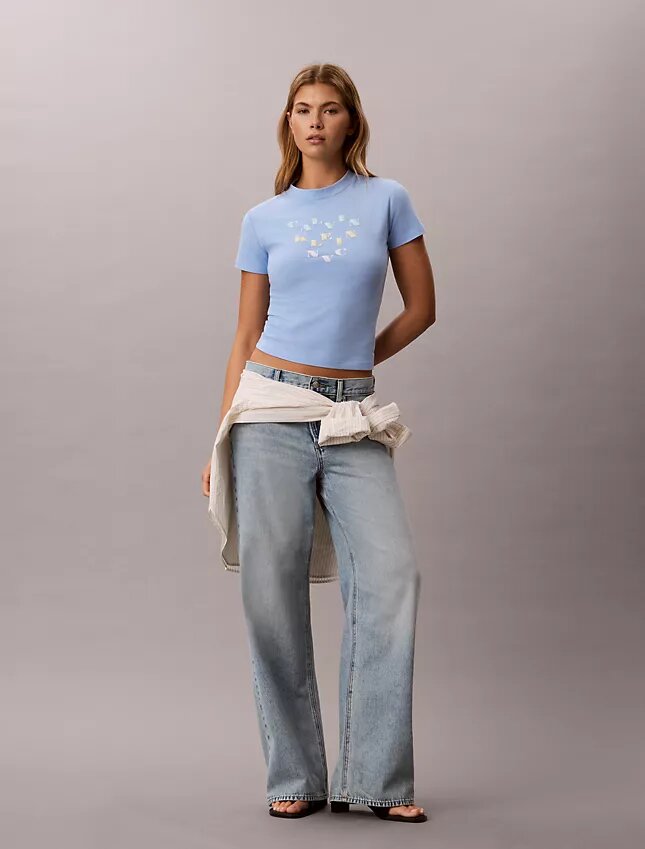 T-shirt slim à volants avec logo T-shirt slim à volants avec logo