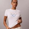 T-shirt slim à volants avec logo T-shirt slim à volants avec logo