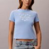 T-shirt slim à volants avec logo T-shirt slim à volants avec logo