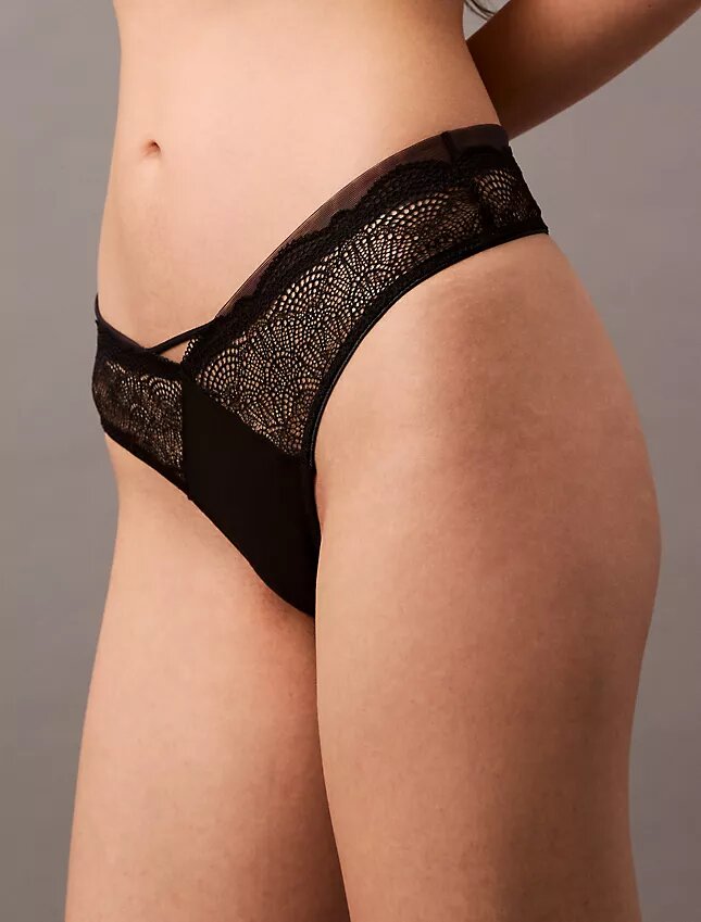 Thong en dentelle géométrique noir CK Black Thong en dentelle géométrique noir CK Black