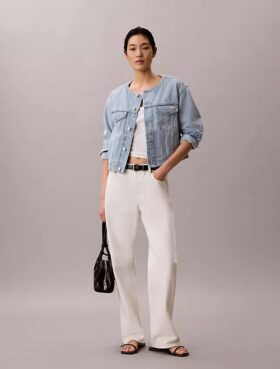 Trucker Jacket en denim courte sans col Trucker Jacket en denim courte sans col