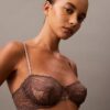 Unlined balconnet bra in floral lace, CK Black Unlined balconnet bra in floral lace, CK Black
