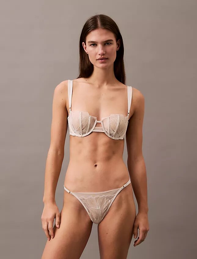 Unlined balconnet bra in floral lace, CK Black Unlined balconnet bra in floral lace, CK Black