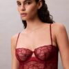 Unlined balconnet bra in floral lace, CK Black Unlined balconnet bra in floral lace, CK Black