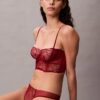Unlined balconnet bra in floral lace, CK Black Unlined balconnet bra in floral lace, CK Black