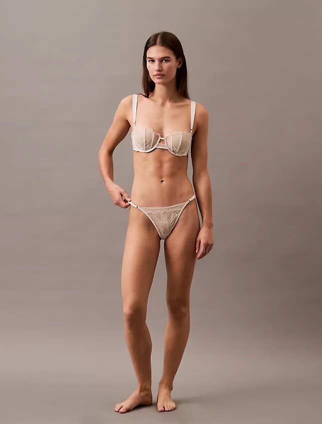 Unlined balconnet bra in floral lace, CK Black Unlined balconnet bra in floral lace, CK Black