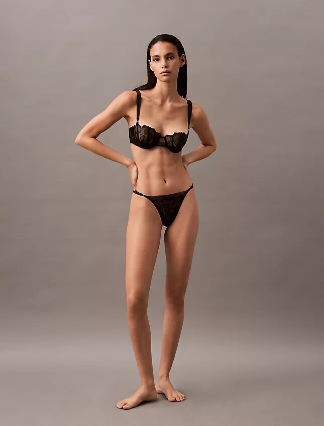 Unlined balconnet bra in floral lace, CK Black Unlined balconnet bra in floral lace, CK Black