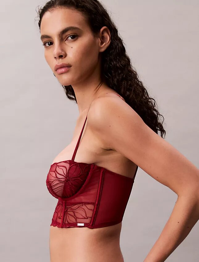 Unlined balconnet bra in floral lace, CK Black Unlined balconnet bra in floral lace, CK Black
