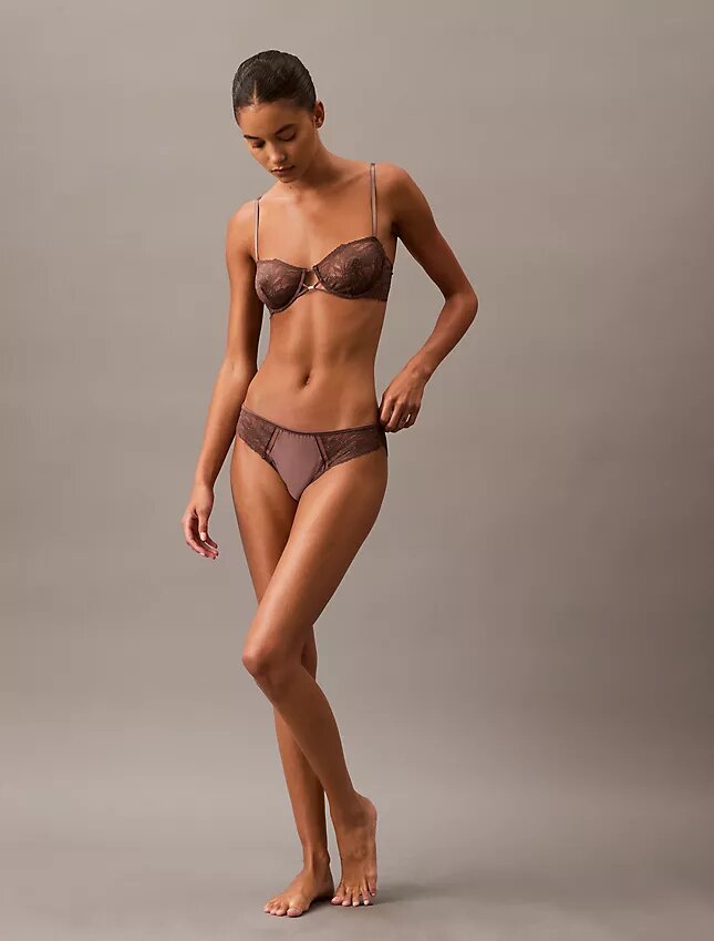 Unlined balconnet bra in floral lace, CK Black Unlined balconnet bra in floral lace, CK Black