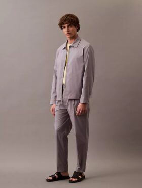 Veste-chemise classique zippée en coton mélangé