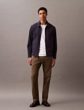 Veste-chemise classique zippée en coton mélangé