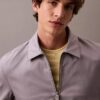 Veste-chemise classique zippée en coton mélangé